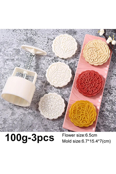 Choice 100g 3pcs R 1set DIY Baking Mooncake Mold Hand Press Cookie Stamp Moon for Cake Decor Pastry diy Too