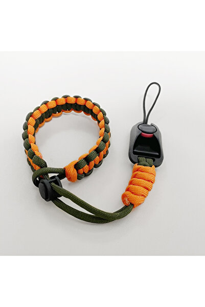 Choice حزام معصم للكاميرا بلون أخضر عسكري برتقالي، حزام معصم منسوج يدويًا لتع...