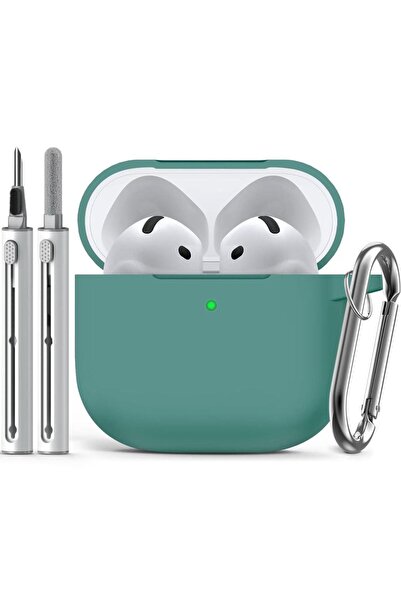 Choice غطاء حماية AirPods 4 باللون الأخضر مع مجموعة تنظيف، غطاء حماية ناعم من...