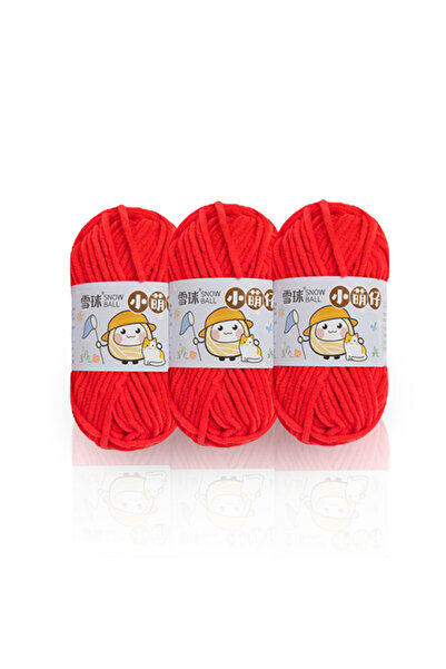 Choice 06 Vermilion 3Pcs Handmade DIY Knitted Chenille Wool Thick Ice Strip T...