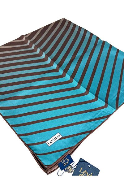 Levidor Eșarfă din mătase twill-0943 maro-albastru