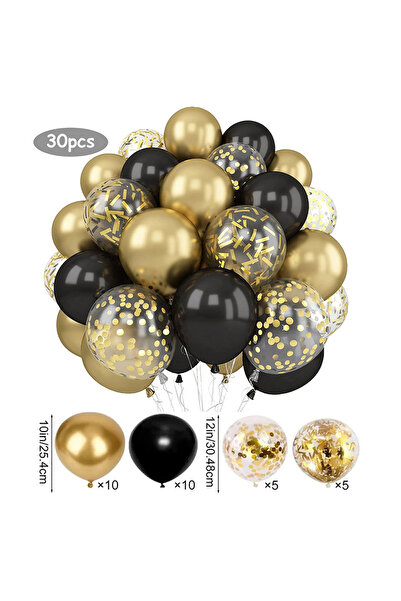 Choice بالونات أخرى باللونين الأسود والذهبي، 30 قطعة، مقاس 10/12 بوصة، بالونا...