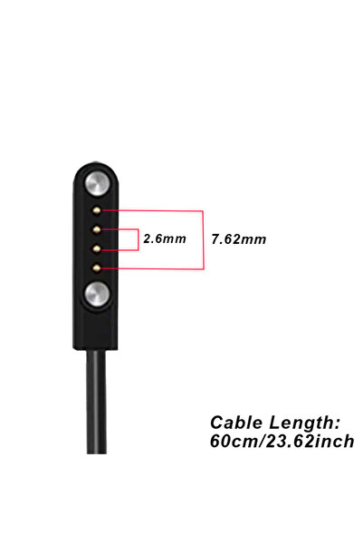 Choice W67-كابل شحن ساعة ذكية مغناطيسي أسود قطعة واحدة، سلك بديل USB ثنائي ال...