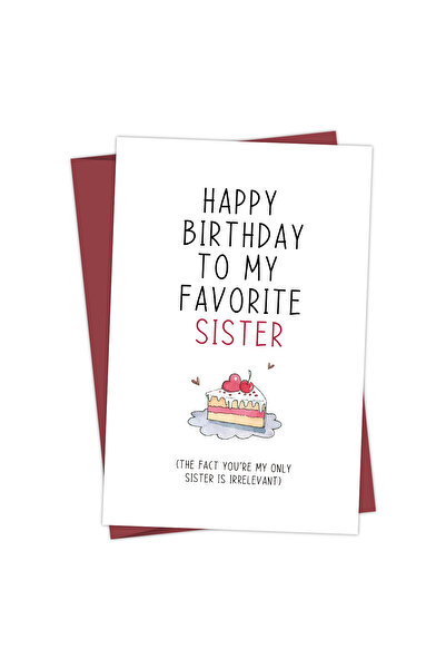 Choice بطاقة عيد ميلاد 20.8 × 13.7 × 0.2 سم، قطعة واحدة، بطاقة عيد ميلاد سعيد لأختي المفضلة، تحية مضحكة وإبداعية