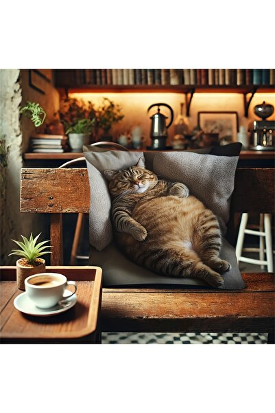 Choice 45X45cm One Side Fat Cat Lying Down Print Pillowcase - Perfect for Living Room and Bedroom Decor, Id