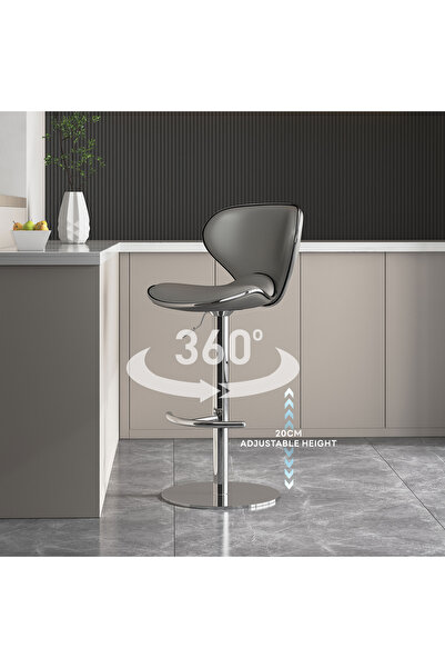 sharpdo 2-Piece Bar Stool Set, Nappa Leather High Back Bar Stool, Comfortable Adjustable High Bar Stool