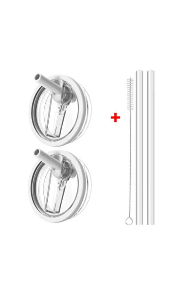 Choice قطعتان من غطاء مانع للتسرب أبيض اللون سعة 40 أونصة من القش القابل للطي...