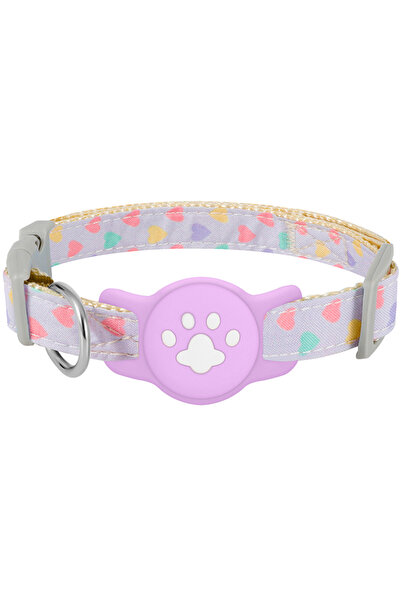 Choice purple Pet Collar For Airtag Cute Anti-lost Dog Cat Collar Adjustable Nylon Pet Collar For Small Dog