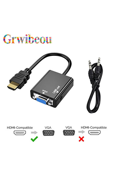 Choice black HDMI-compatible TO VGA With Audio HDTV To VGA Converter Adapter Port HDTV To VGA Output 1080P