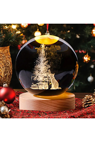 Choice 2.36 قطة سانتا قطعة واحدة، قطة عيد الميلاد ثلاثية الأبعاد كرة بلورية م...