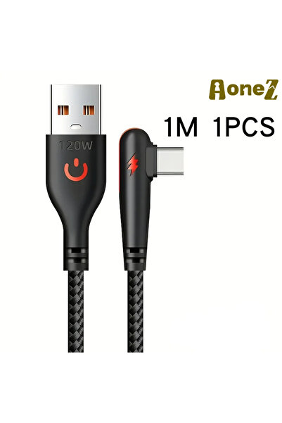 Choice كابل شحن عالي السرعة 120 وات أسود بطول 1 متر، قطعة واحدة، من 1 إلى 3 ق...