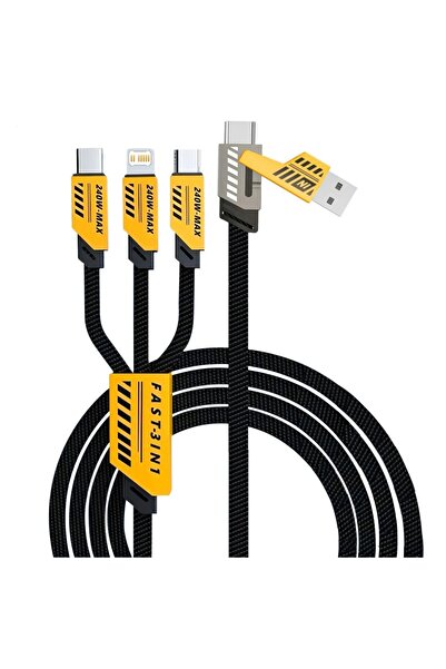 Choice 1.2m 1PCS 3 In 2 240W Fast Charge Cable Micro USB TypeC Mobile Phone Data Cable For iPhone Xiao...