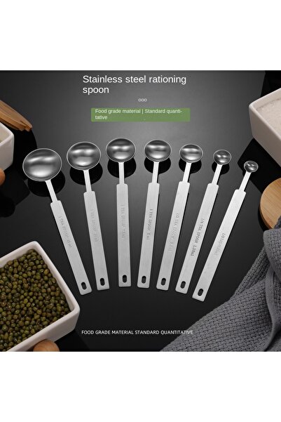 Choice 7Set Measuring Spoon Stainless Steel 7-Piece Long Handle Seasoning Spoon Baking Measuring Spoon Coff