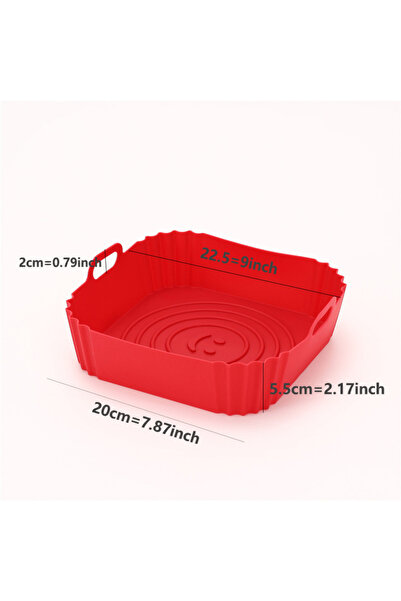 Choice Red 9 Inch Silicone Air Fryers Oven Baking Tray Pizza Fried Chicken Airfryer Silicone Basket Reusabl