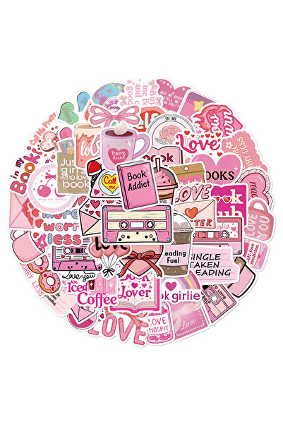 Choice 50 قطعة من ملصقات ملهمة لمحبي الكتب باللون الوردي، ملصقات مستوحاة من ا...