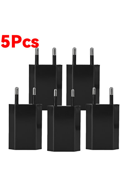Choice 5 قطع قابس الاتحاد الأوروبي - أسود 5/1 قطعة شاحن هاتف حائطي عالمي 5 فو...
