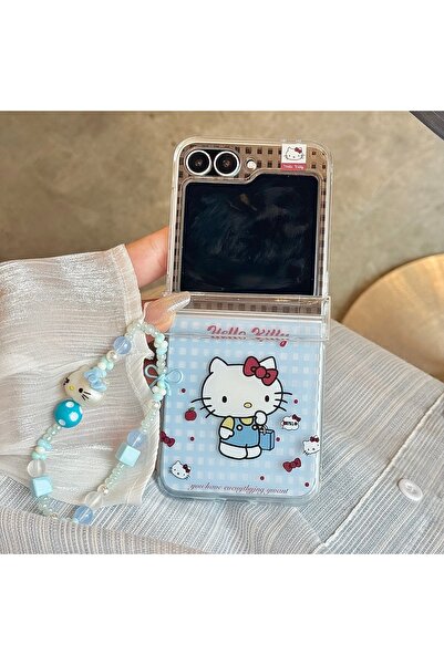Miniso جراب هاتف سامسونج ZFilp 7 مع حامل وحامل بتصميم هيلو كيتي الكرتوني اللط...