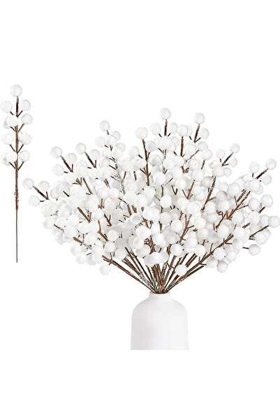 Choice 10 قطع من زينة عيد الميلاد المصنوعة من التوت الأبيض، أغصان إبر الصنوبر...