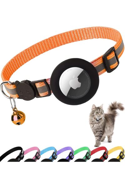 Choice Orange Cute Cat Collar Airtag Breakaway Reflective Kitten Collar with ...