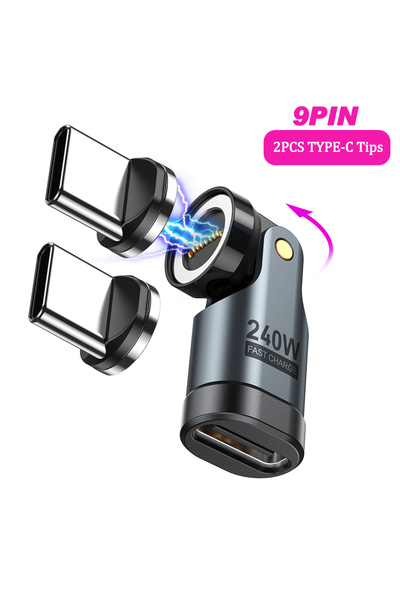 Choice محول 9 سنون 2 قطعة TC AUFU 9 سنون مغناطيسي USB C محول USB Type C 240 و...