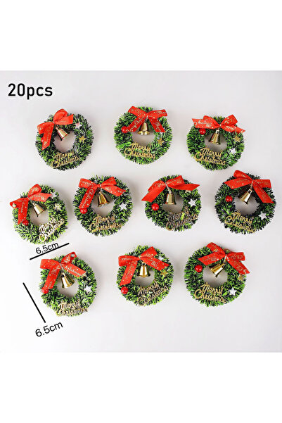 Choice 20 قطعة من أكاليل عيد الميلاد الصغيرة مع أقواس حمراء وأجراس ذهبية - دي...