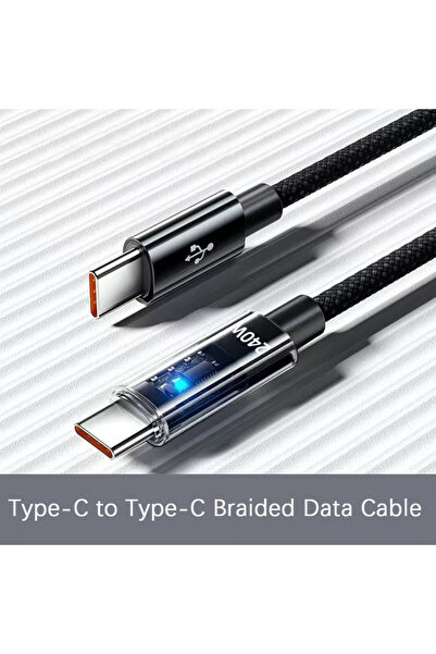 Choice كابل شحن مزدوج من NNBILI أسود بطول 1.5 متر، كابل شحن سريع من النايلون المضفر بقوة 240 واط من النوع C