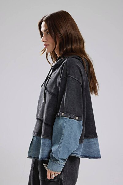 tw3 Denim pentru femei cu secțiuni Design lavabil cu mâneci detașabile Swea t...