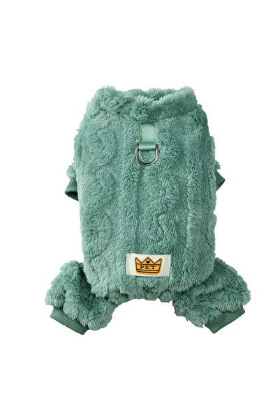 Choice ملابس كلاب ناعمة خضراء صغيرة لفصل الشتاء، بدلة جرو دافئة مع حلقة على ش...