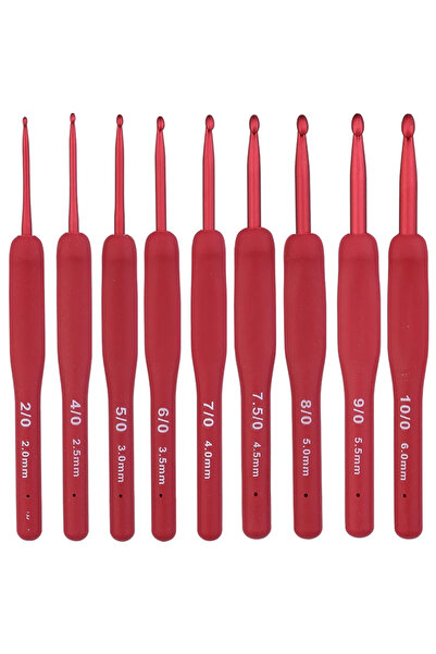 Choice 9 قطع من خطاف الكروشيه الأحمر بمقبض مريح للأيدي المصابة بالتهاب المفاص...