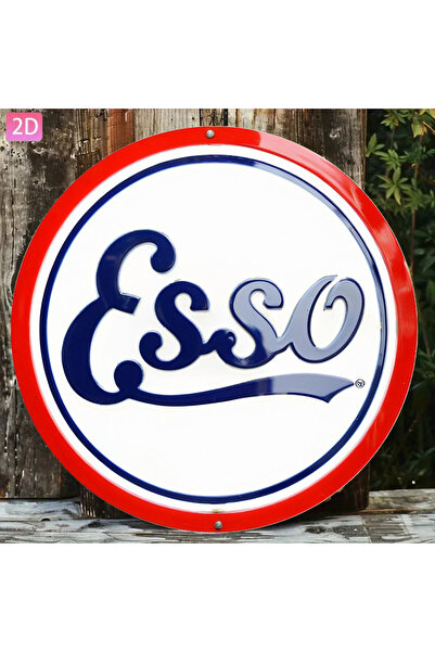 Miniso Round 20X20CM 2D Flat, Vintage Esso Pump Sign - Aluminum Retro Metal W...
