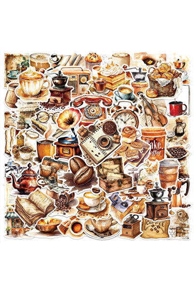 Choice MULTICOLOR 50Pcs Retro Coffee Series Sticker Pack Decals For Phone Laptop Suitcase Notebook Skateboa
