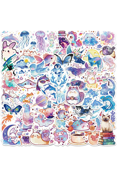 Choice ملصقات حيوانات سماء نجمية خيالية متعددة الألوان، 50 قطعة، ملصقات جمالي...
