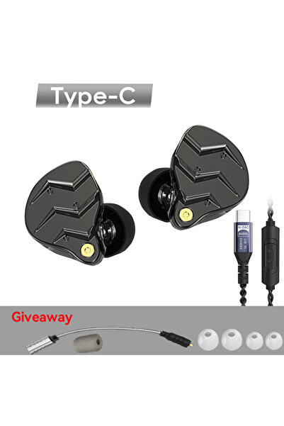 Choice سماعات أذن داخلية من النوع C باللون الأسود مع ميكروفون 15D عالي الجهير...