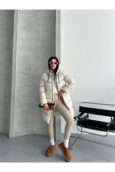 Fashionbox жіночий довгий надувний куртка з капюшоном на блискавці 25333