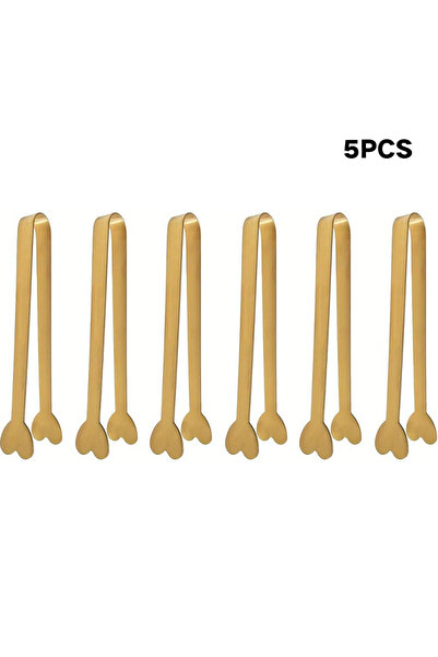 Choice 5pcs Stainless Steel Heart-Shaped Mini Tongs for Sugar/Ice Cubes Tea Party Wedding Coffee Bar Gift f