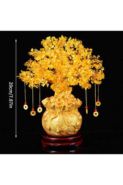 Choice ملحق 20 سم، قطعة واحدة من زينة سطح المكتب الذهبية، شجرة ثروة من الكريس...
