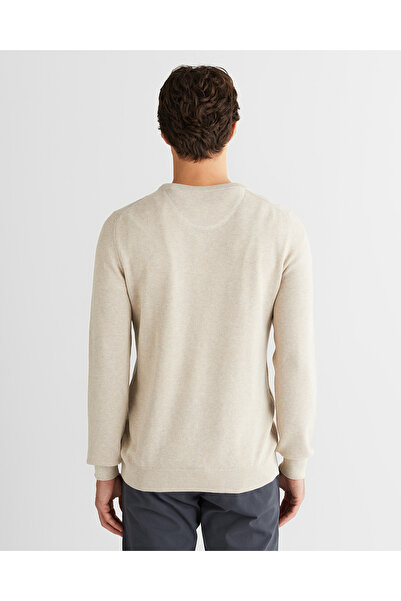 Gant Erkek Bej Regular Fit Bisiklet Yaka Triko