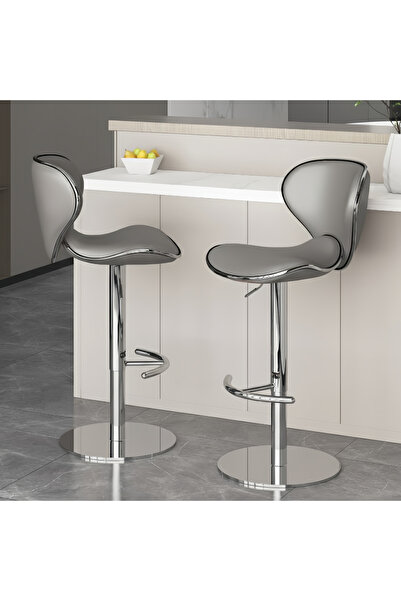 sharpdo 2-Piece Bar Stool Set, Nappa Leather High Back Bar Stool, Comfortable Adjustable High Bar Stool