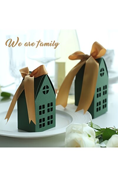 Choice 10 قطع من صناديق الحلوى الخضراء على شكل منزل عيد الميلاد، ورق كرافت، صناديق هدايا الزفاف، أكياس الهدايا، أدوات طهي DIY