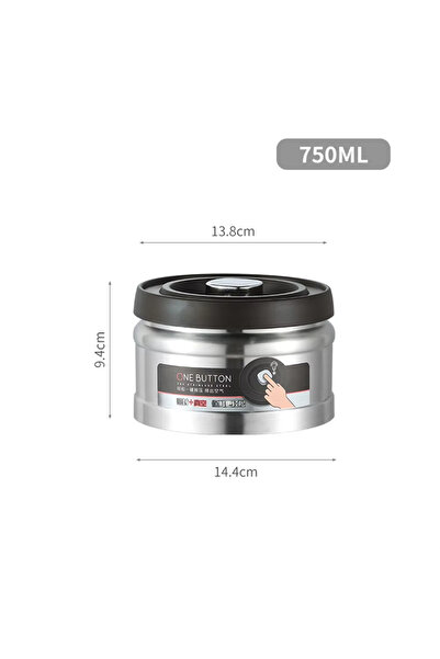 Choice Silver 750ml Coffee Beans Vacuum Sealed Jug Stainless Steel Airtight Container Kitchen Food Grains C