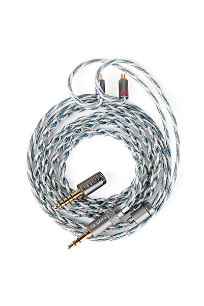 Choice كابل سماعة أذن KBEAR P34 ثنائي النواة مطلي بالفضة من نوع OFC بطول 1.2 متر باللون الأزرق والفضي، مقاس 0.78 مم، ثنائي السنون قابل للتبديل
