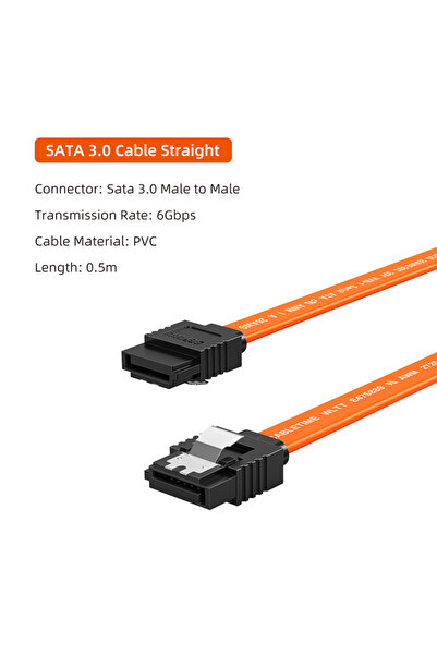 Choice كابل بيانات CABLETIME SATA 3.0 مستقيم بطول 0.5 متر إلى محرك الأقراص الصلبة SSD HDD بسرعة 6 جيجابت في الثانية Sata3 مستقيم