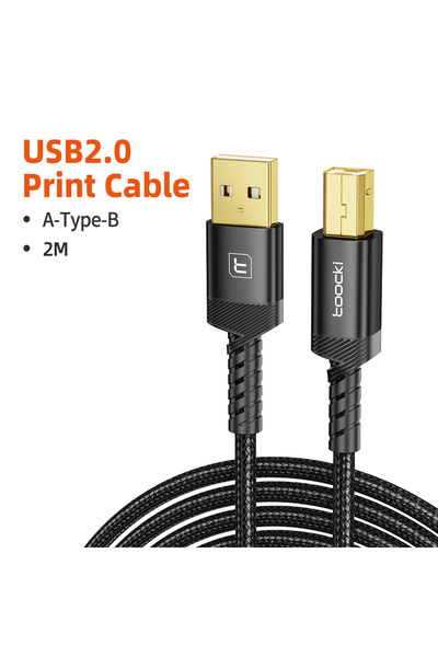 Toocki كابل طابعة USB من النوع B بطول 2 متر، من USB A/C ذكر إلى USB 2.0 ذكر من النوع B، ذو تشويه منخفض للغاية