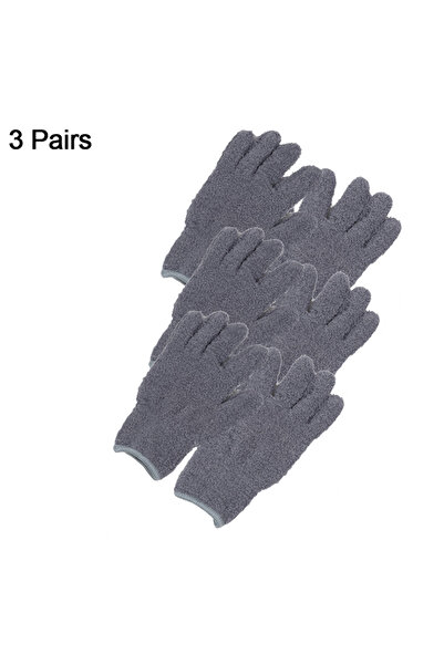 Choice gray -3 Pairs 3Pairs Microfiber Dust Removal Gloves Cleaning Gloves Window Dust Removal Tool Reusabl