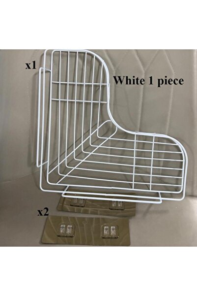 Choice رف دش زاوية أبيض موفر للمساحة - منظم حمام مثلث الشكل بدون حفر، مناسب