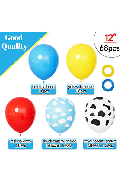 Choice بالونات O 12INCH HG9125 68 قطعة، بالونات حمراء وزرقاء وصفراء مقاس 12 ب...