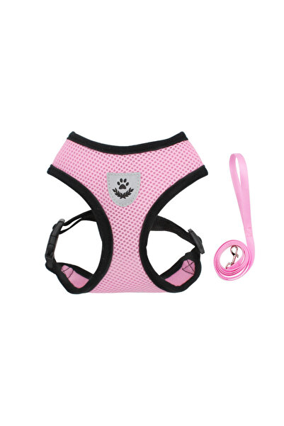 Choice M Pink Pet Puppy Harness Leash Set for Small Dogs Cats Reflective Breathable Dog Chest Strap Walking