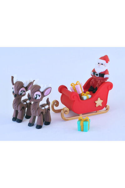 Generic Noel Baba ve Geyik Kızak Seti – 3D Baskı Yılbaşı Dekoru