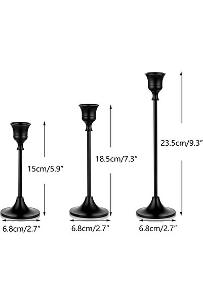 Choice حامل شموع معدني أسود من 3 قطع/مجموعة على الطراز الأوروبي حامل شموع عصر...