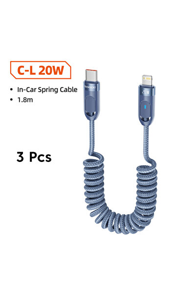 Toocki كابل C-L Blue Toki USB C إلى كابل iP لأجهزة iPhone 14 و13 و12، مزود بإ...